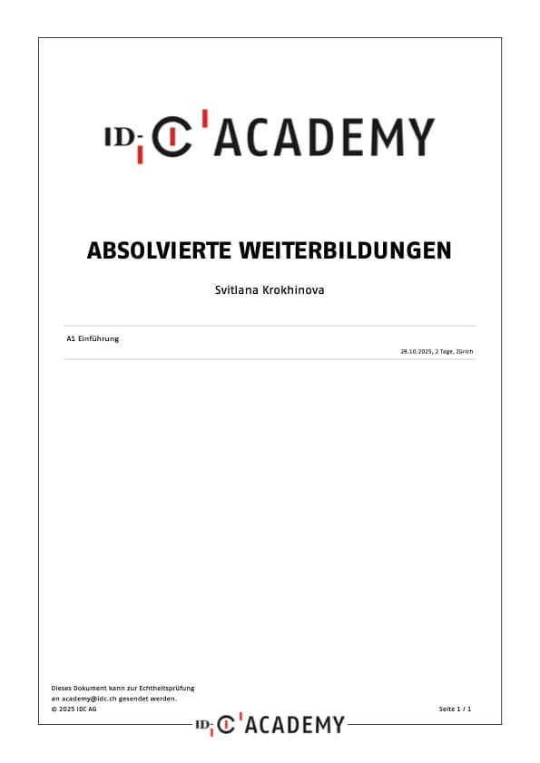 Besuchte Weiterbildungen